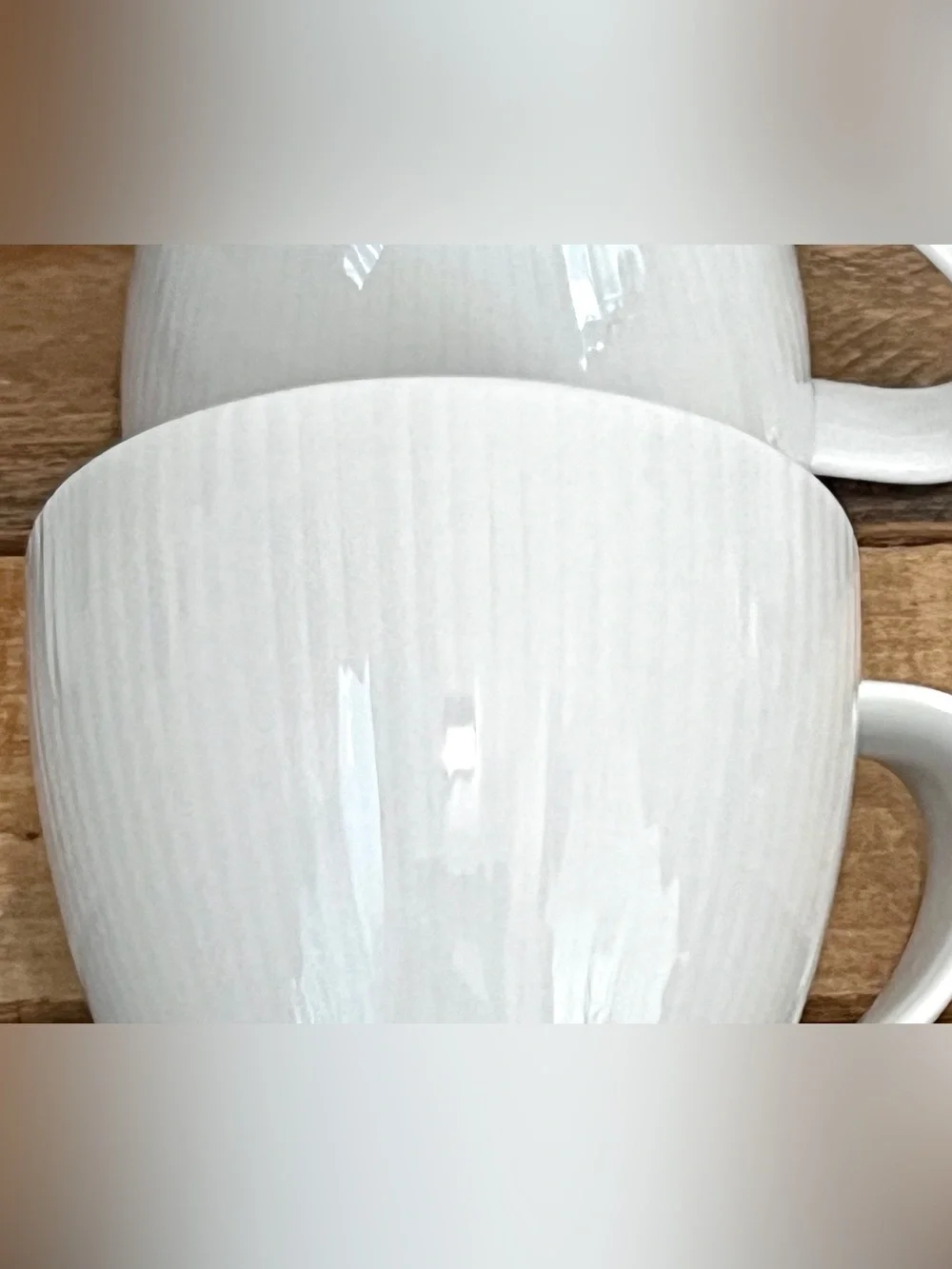 Crate & Barrel White Porcelain Ribbed Mugs - Set of 2